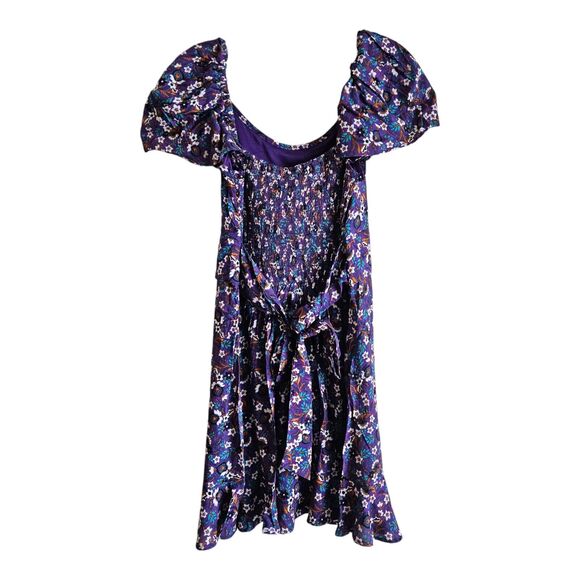 BAND OF THE FREE GYPSIES S Dress Mini Purple Floral Smocked Back NEW - Picture 7 of 7